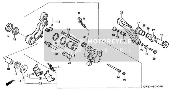 Honda NH90 1991 Pinza de freno delantero para un 1991 Honda NH90